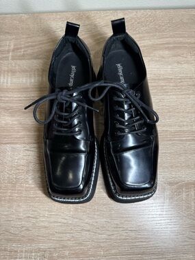 Jeffrey Campbell Women’s Black Leather Lace-Up Square-Toe Shoes